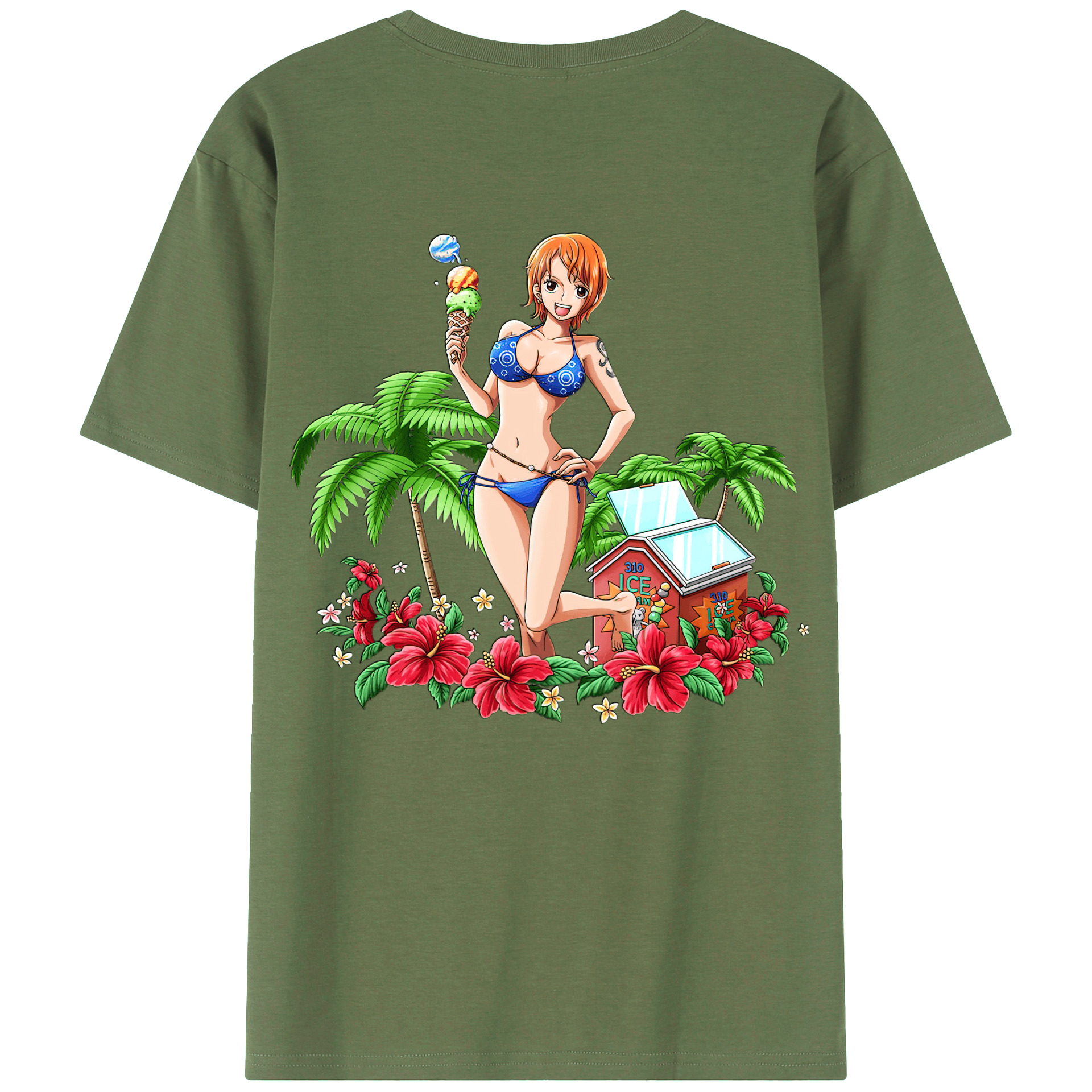 （画像用） ワンピース ナミ ONE PIECE Nami 綿100％ メンズ半袖Tシャツ（バックプリント） 通気性